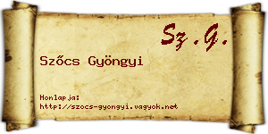 Szőcs Gyöngyi névjegykártya
